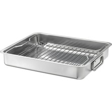 Odea Tr Metal Fırın Kabı, Paslanmaz Çelik Meridyendukkan 32X40 cm Fırın-Barbekü Kızartma Kabı