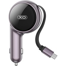 Odea Tr Simple Is Beauty 60W Tpye-C Araç Şarj Cihazı, 30W Usb-C Çıkışlı, 30W Geri Çekilebilir Type-C Kablolu, Hızlı Şarj, Akım Korumalı, Kompakt Tasarım, Isıya Dayanıklı, CC65, Gri