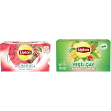 Odea Tr Slim Plus Kiraz Saplı Bardak Süzen Poşet Bitki Çayı 20'li Paket, 40 G ve Lipton Mango ve Ananaslı Tropikal Bardak Poşet Yeşil Çay 20'li Paket
