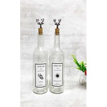 Odea Tr Siyah Geyik Tıpalı Şeffaf Cam Şişe 2'li 750 ml Zeytinyağı Sıvıyağ Etiketli Yağdanlık Yağlık