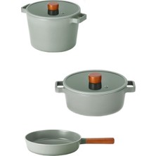 Odea Tr Fika Döküm Gri 5 Parça Set, 22CM Derin Tava, 24CM Sığ Tava