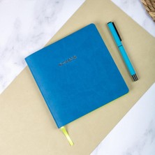 Odea Tr Esnek Kapaklı Noktalı Defter 16,5X16,5 Mavi Vegan Deri