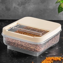 Odea Tr 8 Lt Kayar Kapaklı Erzak Saklama Kabı - Multibox Mutfak Düzenleyici Bakliyat Saklama Kutusu Krem
