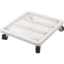 Odea Tr 40 cm Tekerlekli Metal Saksı Arabası - Iç/dış Mekan Için Mobil Saksı Standı - Bitkileri Kolay Hareket Etmek Için Tekerlekli Büyük Beyaz Kare Taban