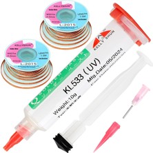 Odea Tr Lehim Fitili ve Lehim AKISI,1500MM Sökme Fitili Örgü Sökücü (2pack),10 ml Temiz Lehim Akısı Yapıştır (1 Paket)