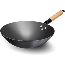 Odea Tr El Yapımı Çin Demir Wok 36CM Yapışmaz Dökme Demir Pan Gazlı Soba Için Kaplama Tencere (32CM)