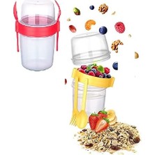 Odea Tr Çift Hazneli - Çatal Kaşıklı Portatif Müsli -Atıştırmalık Kabı 500 ml