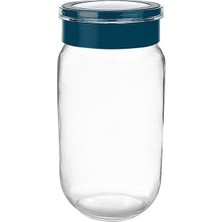 Odea Tr Cam Kavanoz, Cam Saklama Kabı, Hava Sızdırmaz Baklagil Kuruyemiş Kapları Pratik Kapaklı (1000 Ml) (Lacivert)