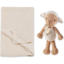 Odea Tr Krem Renk Triko Bebek Battaniyesi ve Uyku Arkadaşı, 85 x 85 Cm, 2 Parça Set