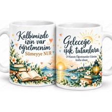 FikArt Kalbimizde Izin Var Öğretmenim Isme Özel Kupa Bardak