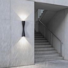 Odea Tr Modern Yaratıcı Yukarı Aşağı LED Dış Mekan Duvar Lambası IP65 Su Geçirmez Alüminyum Iç Mekan/dış Duvar Aydınlatması Bahçe Merdiven Veranda Için (Siyah Beyaz Işık, 16 Cm)