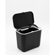 Odea Tr Tezgah Üstü Kapaklı Mutfak Çöp Kovası 15 Litre - 30X25X16 cm Dolap Kapak Tipi Askılı Çöp Kutusu, Plastik Kompost ve Organik Atık Kovası (Siyah)