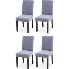 Odea Tr Bambu Nano Kumaş Likralı Sandalye Kılıfı Lastikli Yıkanabilir Esnek Sandalye Örtüsü 4'lü Set (Açık Gri)