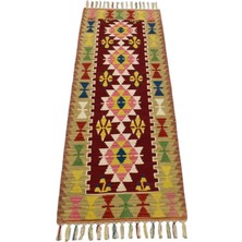 Odea Tr Zehra Abla Halı Yeni El Dokuma Göbekli Renkli Pınarbaşı Kayseri Yün Yolluk Kilim 6337 Çok Renkli-60 x 200