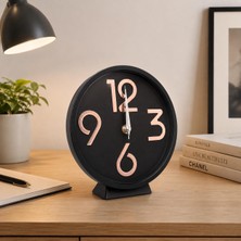 Odea Tr Masa Saati, Siyah Kadran, Bakır Rengi Rakamlar, 17 cm KC01
