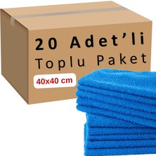 Odea Tr Toplu Paket 20-Adet Mikrofiber Bez Seti Mavi Renk, 40X40 cm 160 Gsm Emici Tüylenmez Çabuk Kurur Mikrofiber Temizlik Kuruluma Bezi, Dayanıklı Çok Amaçlı Kullanım Mikro Fiber Havlu