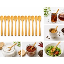 Odea Tr Kaşık Seti Doğal Bambu Mini Ahşap Servis ve Karıştırma Kaşığı – Baharat, Bal, Reçel, Sos, Tatlı ve Kahve Için 12 Adet, Kahverengi