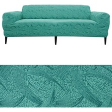Odea Tr Jakarlı Sehra Desen 3 Kişilik Lastikli Koltuk Kılıfı Çekyat Koltuk Örtüsü Streç Esnek Kanepe Kılıfı Mint 180 x 230