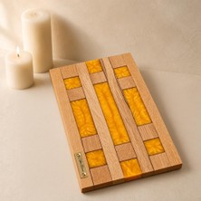 Odea Tr Meşe Ağacı Izgara Sarı Epoksi Ekmek ve Sunum Tahtası - 25 x 42 cm
