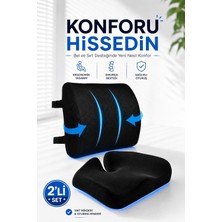 Odea Tr Ortopedik Visco Bel & Kuyruk Sokumu Minderi Seti - Ergonomik Sandalye Araç Koltuk Yastığı Oturma Minderi