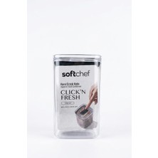 Odea Tr Softchef Click'n Fresh Hava Geçirmez Kare Plastik Erzak Kabı 1400 ml - Vakumlu Tek Tuş Kapaklı Şeffaf Plastik Bakliyat, Un ve Şeker Saklama Kabı, Bpa Içermez (10,5X10,5X17,5CM)