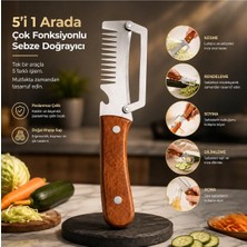 Odea Tr 5'i 1 Arada Çok Fonksiyonlu Paslanmaz Çelik Sebze Doğrayıcı Rende Dilimleyici Soyucu Kesici ve Şişe Açacağı Gri