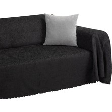 Odea Tr Premium Koltuk Örtüsü 175X350 Xlarge Gramajlı Jakarlı Şönil Antrasit| Kanepe Örtüsü | Kaymaz