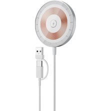 Odea Tr AW24 2in1 Şeffaf Magsafe ile Uyumlu Kablosuz Şarj Cihazı | Usb-A/type-C Çift Giriş, 15W Hızlı Manyetik Şarj - 1 Metre