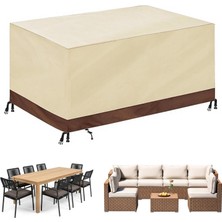Tr Bahçe Mobilyası Örtüsü 420D Oxford-Bej+Kahverengi ||210 x 100 x 75 cm