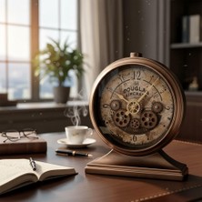 Odea Tr Douglas Vintage Masa Saati | Retro Mekanik Detaylı Dekoratif Saat, Ofis ve Ev Aksesuarı Hediyelik
