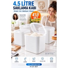 Odea Tr 4 Lü 4.5 Lt Geniş Hava Sızdırmaz Şeffaf Kapaklı Beyaz Mutfak Kiler Erzak Un Bakliyat Deterjan Saklama Kabı Düzenleyici Kutu 723709
