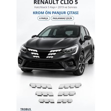 Trobus Renault Clio 5 2019 ve Sonrası Uyumlu Krom Ön Panjur Çıtası 6 Parça Paslanmaz Çelik