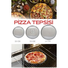 Odea Tr Pratik Lüx Paslanmaz Çelik Pizza Pişirme Altlığı 3 Lü Tepsi Seti (20-22-24 Cm) Master Chef Pizza (Gri)