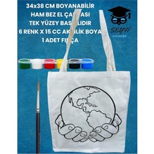 Odea Tr Akrilik Boya Seti, 34X38 cm Boyanabilir Bez Çanta, 6 Renk x 15 Cc, Fırça Dahil