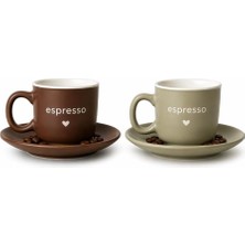Odea Tr Espresso Fincan Takımı, Porselen, Lacivert ve Krem Rengi, Fincan ve Tabak Seti, 2'li (Kahve - Mint)