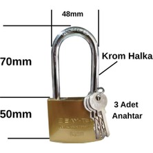 Odea Tr Asma Kilit Paslanmaz Çelik Kilit Uzun 63MM 3 Anahtarlı