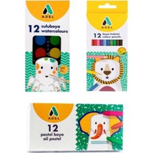 Odea Tr 12'li Pastel Boya, Kuru Boya, Sulu Boya Seti