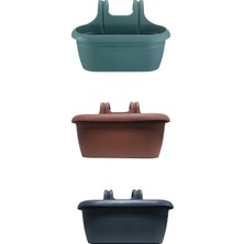 Odea Tr 3 Adet Renkli Nergiz Kolay Askı Balkon Saksısı 40 cm 6,5 Lt Antresit, Kahverengi, Yeşil (Karışık Renk)