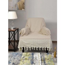 Odea Tr Buldan Işi Kolları Örten Pamuklu Tekli Koltuk Berjer Örtüsü 180X150 cm Pamuk Dokuma (Vizon)