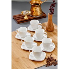 Odea Tr Safir 90 ml 6 Kişilik Porselen Kahve Fincan Takımı, Beyaz, CKR3300