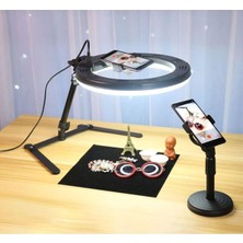 Odea Tr 10 Ring Light Tripod, Masaüstü Ürün Çekim Stand, Video ve Fotoğraf Çekimi, Selfie Işık, Siyah