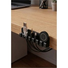 Odea Tr 7 Kablolu Yapışkanlı Kablo Şarj Yazıcı Pc Kablosu Tutucu Çalışma Masası Kablo Düzenleyici Organizatör (Siyah)