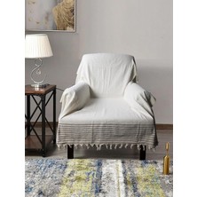 Odea Tr Buldan Işi Kolları Örten Pamuklu Tekli Koltuk Berjer Örtüsü 180X150 cm Pamuk Dokuma (Kreme Kahve)
