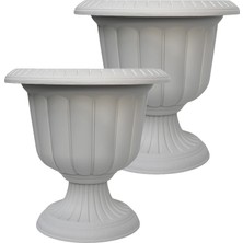 Odea Tr 2 Adet Plastik Ayaklı Saksı Seti 6 Lt Iç ve Dış Mekan Çiçek Saksısı 30X29 cm Antrasit Gri