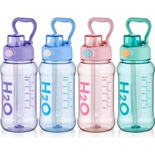 Odea Tr H2O Kilitli Matara 1000 Ml, Dahili Pipetli, Ölçü Göstergeli Plastik Spor Suluk, Taşıma Kulplu, Bulaşık Makinesinde Yıkanabilir