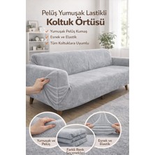 Odea Tr Yumuşacık Welsoft Lastikli 3 Kişilik Koltuk Örtüsü Kaymaz Esnek ve Yıkanabilir Koltuk Kılıfı (Gri)