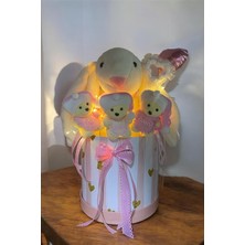 Odea Tr LED Işıklı Özel Kutuda Uyku Arkadaşı Bunny Peluş Tavşan ile Yeni Doğan Hediye Seti- Babyshower,yenidoğan Hediyesi