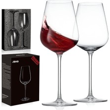 Odea Tr El Üfleme Italyan Tarzı Kristal Bordo Şarap Kadehleri - Harika Hediye Paketi - Kırmızı Şarap Kadehleri Kurşunsuz Premium Kristal Şeffaf Cam - 56,68 ml Set - 500,34 ml