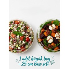 Odea Tr Büyük Boy Cam Salata Kasesi,19 cm Şeffaf Sunum Kasesi, Modern Sunum Kasesi Beyaz
