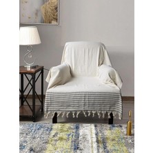 Odea Tr Buldan Işi Kolları Örten Pamuklu Tekli Koltuk Berjer Örtüsü 180X150 cm Pamuk Dokuma (Kreme Gri)